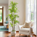 Faux Dracaena Tree 7ft(84in) Artificial Plant with Realistic Leaves and Trunks,Fake Floor Potted Tall Artificial Trees for Home Office Decor Indoor (7Feet,1Pack)