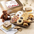 Dulcet Gift Baskets Happy Valentines Love Day Deluxe Bakery Mix of Assorted Cookies and Pastries with Decorative Teddy Bear for Women, Friend, College, Couples, Husband, Wife, Him & Her.