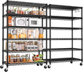 PrimeZone 2 Pack 6 Tier Wire Shelving with Wheels,Metal Shelf Heavy Duty Adjustable Kitchen Storage Shelves Unit, Pantry Organizer Rack Rolling for Garage Closet Laundry 36
