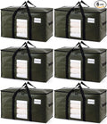 TAILI 6 Pack Green Extra Large Moving Bags, Heavy Duty Totes with Visible Window, Wrap Around Handles, Space-Saving Storage, Alternative to Moving Boxes