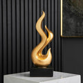 FJS Gold Decor Abstract Flame Statue, Modern Home Decorations for Living Room Dining Room, Resin Sculptures for Shelf Bookshelf Coffee Table Centerpiece