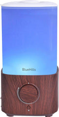 BlueHills Premium 2300 ML XL Large Essential Oil Diffuser Humidifier Combo for Large Room Home Huge Coverage Area 2 Liter Capacity Huge Diffuser with Décor LED Lights Square Dark Wood Grain - L003