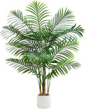 Artificial Palm Tree 4FT Artificia Plants Indoor Fake Trees Tropical Fake Plam Tree Floor Plant in White Pot with 13 Trunks & Real Bark Design Faux Palm Plant for Outdoor Home Room Decor