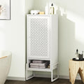 LEYNOT Small Bathroom Storage Cabinet 42.51“H Metal Bathroom Floor Cabinet with Adjustable Shelves for Pantry,Kitchen, Home Office, Living Room, Dinning Room (White)