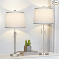 Table Lamps Set of 2, Bedside Lamp Silver Tall Table Lamps for Living Room End Tables, 22