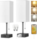 Dott Arts Table Lamp for Bedroom Set of 2,Minimalist Bedside Lamps with AC Outlets,Night Light 2700K 4000k 5000K Small Nightstand Lamps for Living Room Kids Room Office(Bulbs Included)