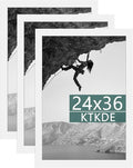 KTKDE 24x36 Poster Frame White 3 Pack, 36 x 24 Picture Frames Wooden with Polished Plexiglass,Horizontal or Vertical Wall Mounting Hanging Large Studio Gallery Photo Frames Wall Art