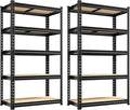 REIBII Set of 2 Storage Shelves 5 Tier Garage Shelving Heavy Duty Metal Shelving 2000LBS Garage Shelves Adjustable Metal Shelf for Kitchen Warehouse Pantry Closet, 27.6