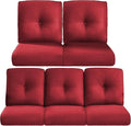 22x25/22x24 Outdoor Cushions for Patio 5 Piece Set - Set of 5 Water-Resistant Replacement Cushion for Wicker Rattan Dining Rocking Swivel Chairs Loveseat Couch Sectional Sofa - Red/Button