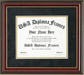 Glossy Cherry Mahogany with Gold Trim Diploma Frame & Black Suede Matting (ONLY fits 11x14 documents or certificates)