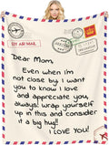 Throw Blankets Anniversary Birthday Gift for Mom from Daughter Son, Dear Mom Blanket for Mother's Day, Super Soft Flannel Throw Blankets for Christmas Valentines Day for Bed Couch(60x80)