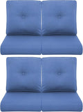Patio Chair Cushions 4 Packs - Outside High Back Thick Water-Resistant Cushion 22x24 with Zipper Cover for Outdoor Glider Rocking Chairs Loveseat Couch – Blue/Buckle