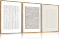 Large Abstract White and Beige Framed Canvas Wall Art,Geometric Dot and Line Wall Decor,Modern Wave Lines Artwork,Neutral Minimalist Shapes Art Print for Living Room,Bedroom,Office-24 x36 x3