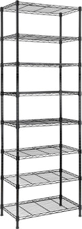 REGILLER 8-Wire Shelving Metal Storage Rack Adjustable Shelves,Standing Storage Shelf Units for Laundry Bathroom Kitchen Pantry Closet(Black,13.9