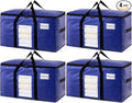 TAILI 4 Pack Dark Blue Extra Large Moving Bags, Heavy Duty Totes with Visible Window, Wrap Around Handles, Great for Storage