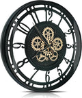 DORBOKER 30 Inch Real Moving Gears Wall Clock Large Modern Metal Clocks for Living Room Decor, Industrial Steampunk Unique Vintage Rustic Decorative Clock for Home Farmhouse Office,Black Gold Arabic