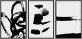 SIGNWIN Framed Wall Art Print Set Grunge Style Black & White Paint Strokes Abstract Shapes Illustrations Modern Art Bohemian Group Dramatic Grey for Living Room, Bedroom, Office - 24