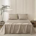 6PS Linen Like Bedding Sheet Sets Linen Grey King Size Cotton Bedding Set Oeko-TEX Standard 100% Washed Cotton Deep Pocket King Size Fitted Sheet Plus Cozy Flat Sheet and 4 Pillowcases