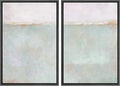 MUDECOR Framed Canvas Print Wall Art Set Watercolor Pastel Blue Gray Landscape Abstract Shapes Illustrations Modern Art Decorative Contemporary for Living Room, Bedroom, Office - 24