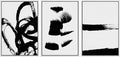 SIGNWIN Framed Wall Art Print Set Grunge Style Black & White Paint Strokes Abstract Shapes Illustrations Modern Art Bohemian Group Dramatic Grey for Living Room, Bedroom, Office - 24
