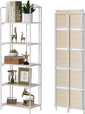Crofy No Assembly Folding Bookshelf for Living Room, 5 Tier White Collapsible Book Shelf for Home Office, Portable Bookcase Storage Organizer