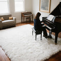 Area Rugs for Bedroom Living Room, 9x12 Soft Large Fluffy Fuzzy Shag Plush Furry Carpet, Soft Indoor Floor Mat for Kids Nursery Home Dorm Office Decor Aesthetic, White
