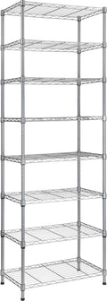 REGILLER 8-Wire Shelving Metal Storage Rack Adjustable Shelves,Standing Storage Shelf Units for Laundry Bathroom Kitchen Pantry Closet(Silver,13.9