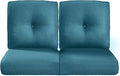 22x25/22x24 Outdoor Seat Cushions Set of 2 - Comfortable High Back Water-Resistant Patio Wicker Chairs Cushion for Dining Rocker Glider Loveseat Couch Sectional Sofa - Peacock Blue/Button