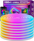 AILBTON 150FT Led Neon Rope Lights Control with App/Remote,Flexible Led Rope Light,Multiple Modes,IP65 Outdoor RGB Lights Waterproof,Music Sync Gaming Led Neon Strip Light for Bedroom Decor (150FT)