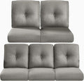 22x25/22x24 Outdoor Cushions for Patio 5 Piece Set - Set of 5 Water-Resistant Replacement Cushion for Wicker Rattan Dining Rocking Swivel Chairs Loveseat Couch Sectional Sofa - Grey/Button