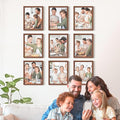 Renditions Gallery Set of 9, 11X14 Custom Photo Prints with Real Wood Picture Frames. Create Personalized Photos with Peel & Stick Photo Frames. Brown Frame