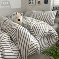 VM VOUGEMARKET Gray Striped Duvet Cover Set, 100% Cotton Geometric Bedding Set,3 Pieces Instagram Style Simple Modern Duvet Cover with 2 Pillowcases-Queen,Gray Stripes