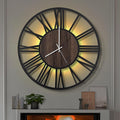 LEIKE Large LED Wall Clocks,Silent,Non Ticking,Battery Operated Rustic Round Modern Big Wood Wall Clock for Living Room, Bedroom,Kitchen,Farmhouse,Office,Home Decor -24