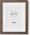 Yaetm 8x10 Picture Frame with Mat for 5x7 – Brown Walnut, Rustic Solid Wood Frame 8 x 10 with Tempered Glass for Art Print & Picture, Display on Tabletop & Wall (Single, Walnut)