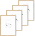 HAUS AND HUES 12x16in Beige Oak Wood 4-Piece Picture Frame Set, Natural Oak Wood Frames, Premium Wood Source, Rustic Modern Style, Set of 4 12x16 Frames