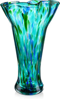 Green Blown Glass Vase for Flowers, 8.5