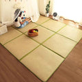 MYOYAY Large Japanese Tatami Mat 71x 71in Large Summer Breathable Sleeping Mat Foldable Rattan Floor Mat Non-Slip Memory Foam Stitching Carpet Crawling Mats Living Room Bedroom Playroom Yoga