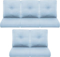 Patio Chair Cushions 5 Packs - Outside 22x24 High Back Water-Resistant Cushion with Zipper Cover for Outdoor Glider Rocking Chairs Loveseat 3-seat Couch Sofa – Baby Blue/Buckle