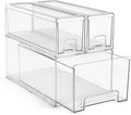 Sorbus 1 Large & 2 Small Clear Stackable Storage Drawers – Plastic Organizer Bins with Handles – Stackable Pull-Out Storage Drawers for Closet, Pantry, Office, Bathroom, Craft, and Toy Organization