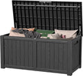 120 Gallon Deck Box,Resin Outdoor Storage Box with Lockable for Patio Furniture, Pool Toys, Garden Tools Waterproof Outside Storage Box (Black)