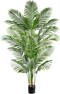 Artificial Palm Tree Artificia Plants Indoor Fake Trees Tropical Fake Plam Tree Floor Plant in Pot with Trunks & Real Bark Design Faux Palm Plant for Outdoor Home Room Decor (Black, 7FT)