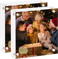 AMEITECH 5x5 Acrylic Picture Frame 2 Pack, Clear Double Sided Frameless Photo Frame with Magnetic, Free Standing Desktop Acrylic Frame Display, Lucite Frame with Gift Box Package