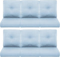 Patio Chair Cushions 6 Packs - Outside High Back Thick Cushion 22x24 for Outdoor Glider Rocking Chairs Loveseat 3-Seater Couch Sofa – Baby Blue/Buckle