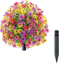 Violet Outdoor Flowers UV Resistant, Ideal Faux Flower for Outdoor Planters in Garden, Patio, Yard, Staircase, Front Porch Decor (Colorful)