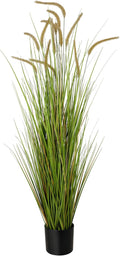 KOL Artificial 5ft Horsetail Reed Grass – 59in Tall Faux Grass Plant in Pot, Indoor Outdoor Artificial Greenery for Home, Office, Wedding & Party Decor