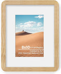 Dreamland 8x10 Round Corner Picture Frame, Solid Oak Photo Frame With Mat For 5x7, Plexiglass Framing Includes Hanging Hardware For Vertical Or Horizontal Wall Frame, Natural Oak, 1 Pack