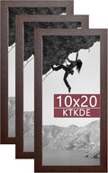 KTKDE 10x20 Picture Frame WoodGrain 3 Pack,Poster Frame with Polished Plexiglass, Studio Gallery Wall Hanging Posters & Best gift