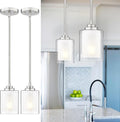 TENGXIN Modern Pendant Light,Brushed Nickel Modern Pendant Light for Kitchen Island,Hanging Ceiling Light Fixture,Farmhouse Pendant Lighting for Dining Room Bedroom Bar Office 2Pack,TXPLBN02-2PK
