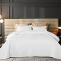 Velvet Quilt King Size, Luxurious Reversible Quilted Bedding Set, Lightweight Velvet Comforter Coverlet with Brushed Back, Cross Stitch Striped, Ultra Soft Cozy Warm for All Season,White