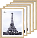 VCK 22x28 Oak Poster Frame 5 Pack, Natural Solid Wood Picture Frames, Wall Mounting Hanging